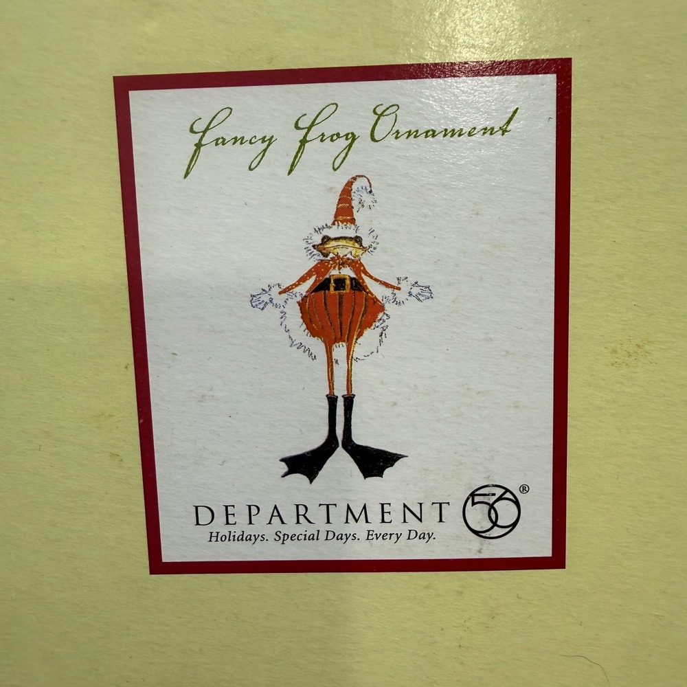 Dept 56 Fancy Frog Ornament Christmas Whimsical Striped krinkles BROKEN finger